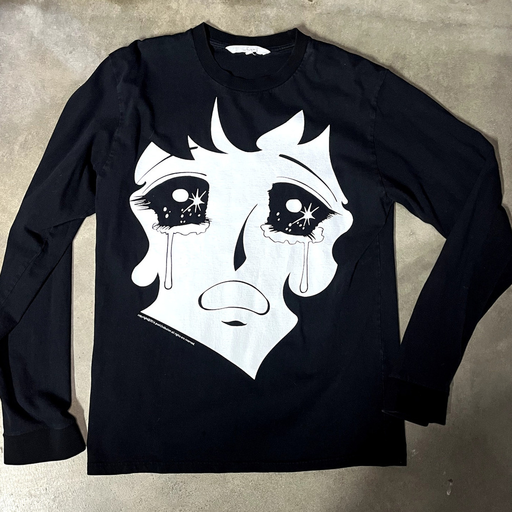 Copied -  PushButton Long Sleeve Shirt BLK XL "Crying Girl "